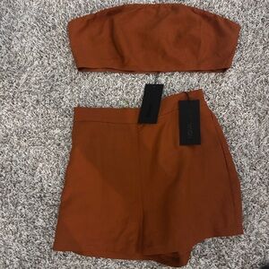 Fashion nova luxe matching linen cropped top and shorts